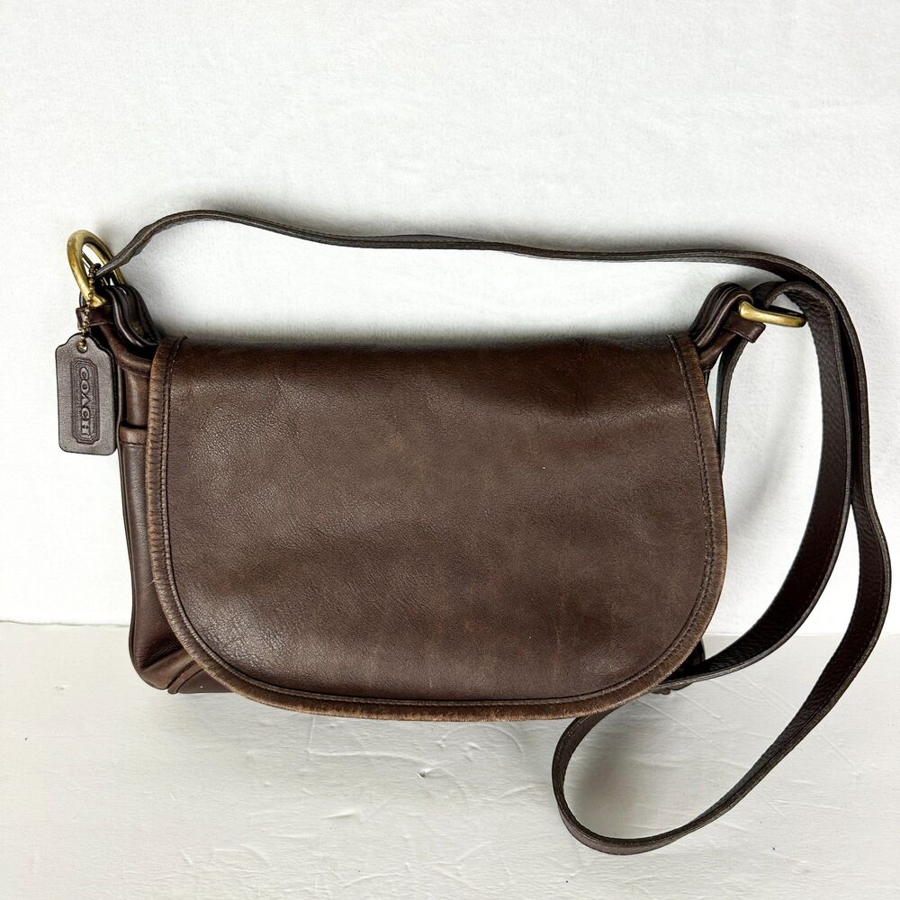 Vintage Coach 4150 Fletcher Saddle Crossbody Bag Brown